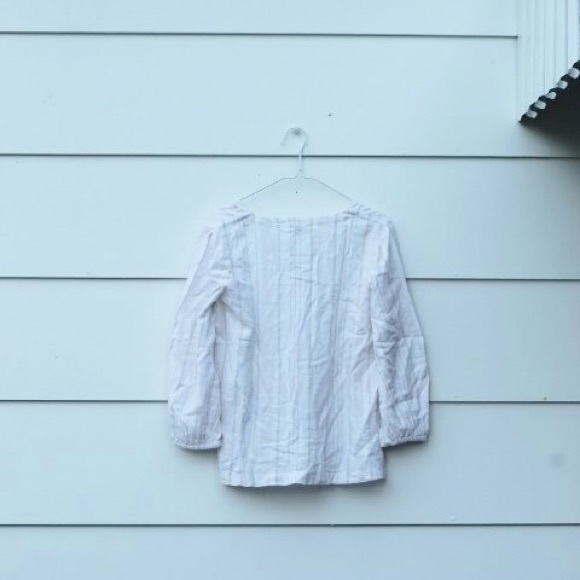 Loft Outlet Striped Top Blouse Front Button V Neck - Picture 4 of 6